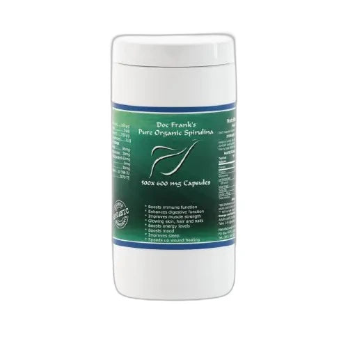 Pure Organic Spirulina 600mg Capsules 500s